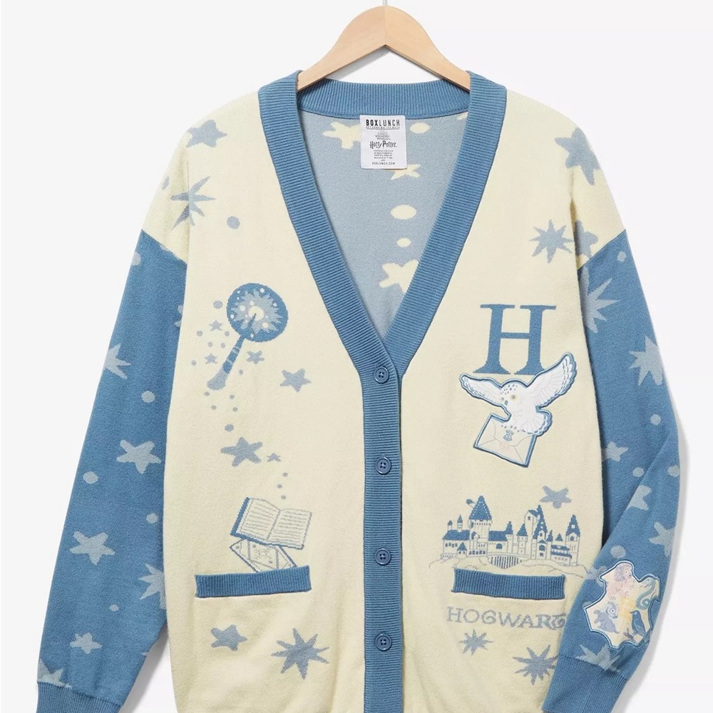 Hogwarts Blue and Cream Women's Cardigan